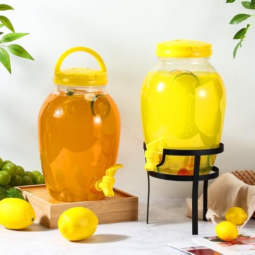 2 Pack 1.16 Gallon Drink Beverage Dispenser with Stand for Parties Plastic Water Lemonade Juice Dispenser with, alternate