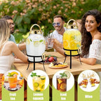 2 Pack 1.16 Gallon Drink Beverage Dispenser with Stand for Parties Plastic Water Lemonade Juice Dispenser with, alternate