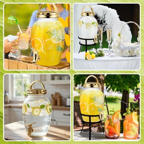 2 Pack 1.16 Gallon Drink Beverage Dispenser with Stand for Parties Plastic Water Lemonade Juice Dispenser with, alternate