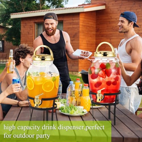 2 Pack 1.16 Gallon Drink Beverage Dispenser with Stand for Parties Plastic Water Lemonade Juice Dispenser with, alternate