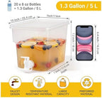 2 Pack 1.3 Gallon Fridge Drink Dispenser with Spigot, Leak-proof Plastic Beverage Drink Dispenser Refrigerator, alternate