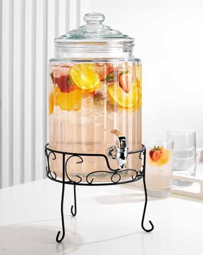 2 PACK 1.5 Gallon Drink dispenser, Glass Beverage Dispenser With Elegant Stand Stand, Drink Dispensers for, alternate view 4