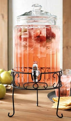 2 PACK 1.5 Gallon Drink dispenser, Glass Beverage Dispenser With Elegant Stand Stand, Drink Dispensers for, alternate view 6
