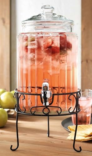 2 PACK 1.5 Gallon Drink dispenser, Glass Beverage Dispenser With Elegant Stand Stand, Drink Dispensers for, alternate view 6