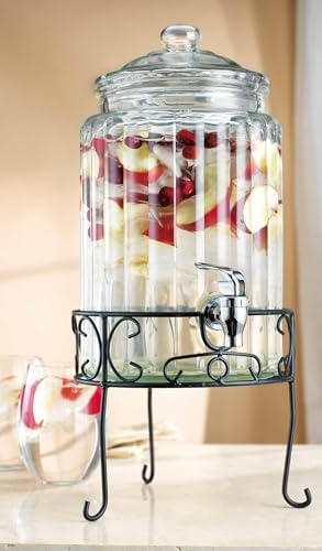 2 PACK 1.5 Gallon Drink dispenser, Glass Beverage Dispenser With Elegant Stand Stand, Drink Dispensers for, alternate view 7