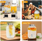 2 Pack 1 Gallon Glass Drink Dispensers, Beverage Jars with Stand, alternate view 4