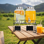 2 Pack 1 Gallon Glass Drink Dispensers, Beverage Jars with Stand, alternate view 7