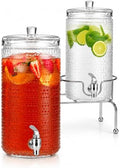 2 PACK-1 Gallon Glass Drink Dispensers for Parties, Hobnail Drink Dispenser, Beverage Dispenser with Stand and