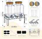 2 Pack 1 Gallon Glass Drink Dispensers for Parties with Stand, Fruit Infusers, Bamboo Lids and Stainless Steel, alternate