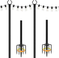 2 Pack 10 ft Heavy Duty Metal String Light Poles Adjustable Outdoor Lighting Stand for Patio, Backyard, Garden