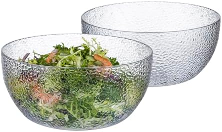 2-Pack 100 FL OZ Acrylic Salad Bowls, 9 inch Shatter-Resistant Serving Bowls, Large Plastic Mixing Bowls for