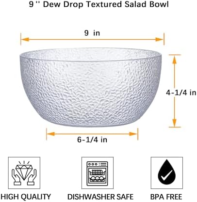 2-Pack 100 FL OZ Acrylic Salad Bowls, 9 inch Shatter-Resistant Serving Bowls, Large Plastic Mixing Bowls for, alternate view