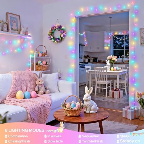 2 Pack 100 LED Easter String Lights Indoor Outdoor, alternate view 5