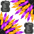 2 Pack 100 LED Halloween Lights Battery Operated, 34.8FT Orange Purple String Lights 8 Modes with Timer