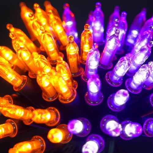 2 Pack 100 LED Halloween Lights Battery Operated, 34.8FT Orange Purple String Lights 8 Modes with Timer, alternate view 4