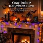 2 Pack 100 LED Halloween Lights Battery Operated, 34.8FT Orange Purple String Lights 8 Modes with Timer, alternate view 5
