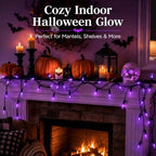 2 Pack 100 LED Halloween Purple Lights Battery Operated, 34.8FT Purple String Lights 8 Modes with Timer, alternate view 5