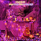 2 Pack 100 LED Orange and Purple Halloween Lights Outdoor, alternate view 2