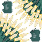 2 Pack 100 LED Outdoor Christmas Lights, 35FT Battery Operated Mini String Lights with 8 Modes & Timer Xmas Tree