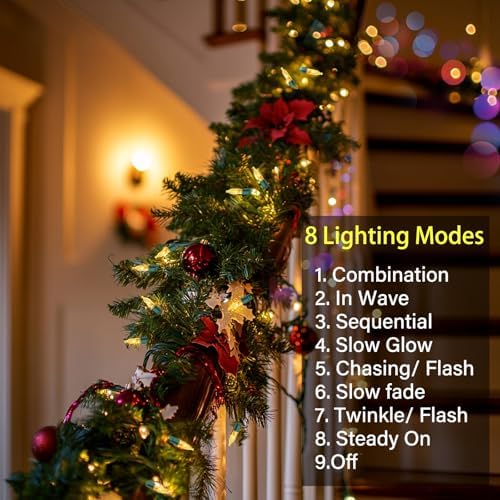 2 Pack 100 LED Outdoor Christmas Lights, 35FT Battery Operated Mini String Lights with 8 Modes & Timer Xmas Tree, alternate