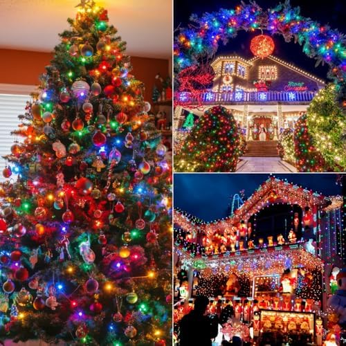 2 Pack 100 LED Outdoor Christmas Lights, 35FT Battery Operated Mini String Lights with 8 Modes & Timer Xmas Tree, alternate