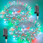 2 Pack 100 LED Red White and Green Christmas Lights