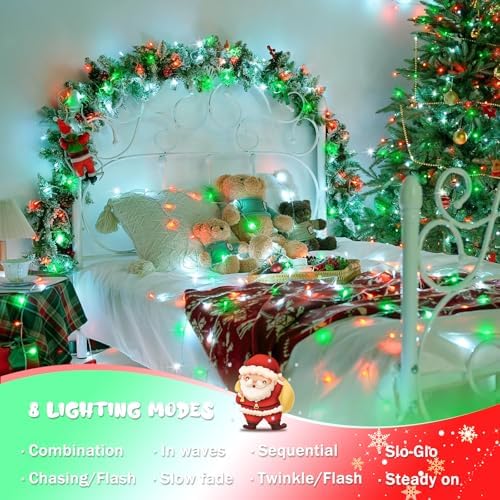 2 Pack 100 LED Red White and Green Christmas Lights, alternate view 3