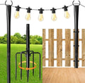 2 Pack 10FT Lighting Hanging Pole for Outside, Waterproof Hardened Metal Outdoor String Light Poles for Patio
