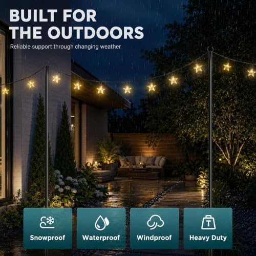 2 Pack 10FT String Light Poles, alternate view 6