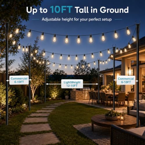 2 Pack 10FT String Light Poles, alternate view 7