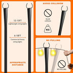2 Pack 10Ft String Light Poles, Metal Poles with Fork for Outside Lights, Outdoor Metal Light Stand with Fence, alternate