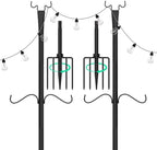 2 Pack 10FT String Light Poles with Shepherd's Hook