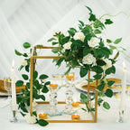 2 Pack 12" Square Gold Wedding Flower Stand Metal Column Stand Geometric Cube Vase in Gold