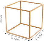 2 Pack 12" Square Gold Wedding Flower Stand Metal Column Stand Geometric Cube Vase in Gold, alternate view 2