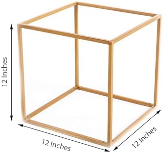 2 Pack 12" Square Gold Wedding Flower Stand Metal Column Stand Geometric Cube Vase in Gold, alternate view 2