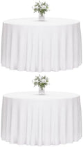 2 Pack 120 Inch Tablecloths Round White Table Cover in White
