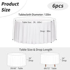 2 Pack 120 Inch Tablecloths Round White Table Cover in White, alternate view 3