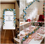 2 Pack 12FT Faux Roses Eucalyptus Garland with Silk Flowers for Table Fireplace Mantel Wedding Party Home Wall, alternate