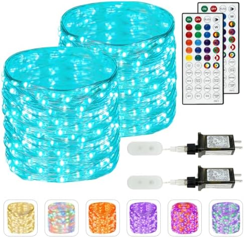 2 Pack 132FT 400LED RGB Color Changing String Halloween Lights with Remote