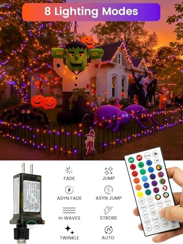 2 Pack 132FT 400LED RGB Color Changing String Halloween Lights with Remote, alternate view 2