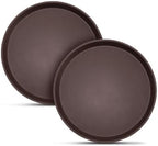 2 Pack 14" Commercial Non-Slip Round Serving Trays, NSF, Brown in Brown