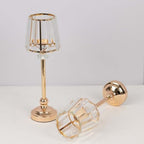 2-Pack 15" Gold Candle Lamp Centerpiece, Elegant Ribbed Glass Shade Votive Holder Set for Wedding Tables &, alternate view 7