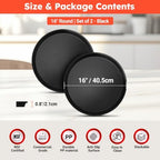 2 Pack 16" Commercial Non-Slip Round Serving Trays, NSF, Black in Black, alternate view 3