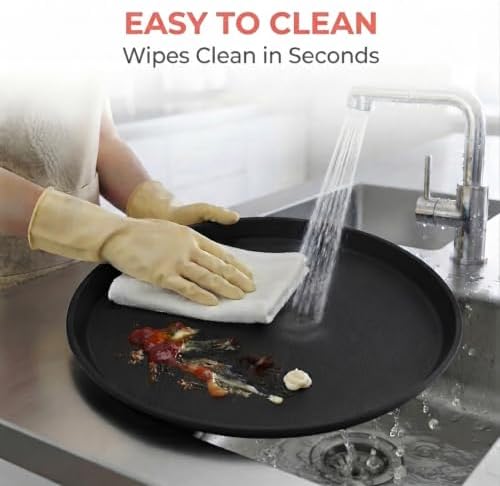 2 Pack 16" Commercial Non-Slip Round Serving Trays, NSF, Black in Black, alternate view 4