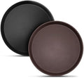 2 Pack 16" Commercial Non-Slip Round Serving Trays, NSF, Black&Brown