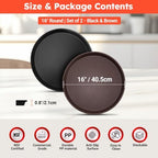 2 Pack 16" Commercial Non-Slip Round Serving Trays, NSF, Black&Brown, alternate view 4