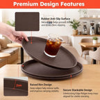 2 Pack 16" Commercial Non-Slip Round Serving Trays, NSF, Brown in Brown, alternate view 2