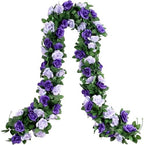 2 Pack 16FT Artificial Rose Garland - Dual Tone Light/Dark Purple