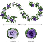 2 Pack 16FT Artificial Rose Garland - Dual Tone Light/Dark Purple, alternate view 2