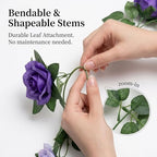 2 Pack 16FT Artificial Rose Garland - Dual Tone Light/Dark Purple, alternate view 4